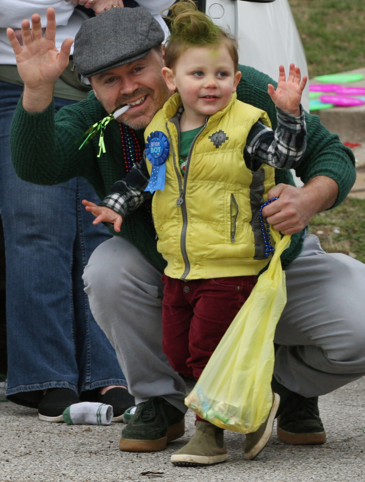 Marty and Jackson Jewell wave